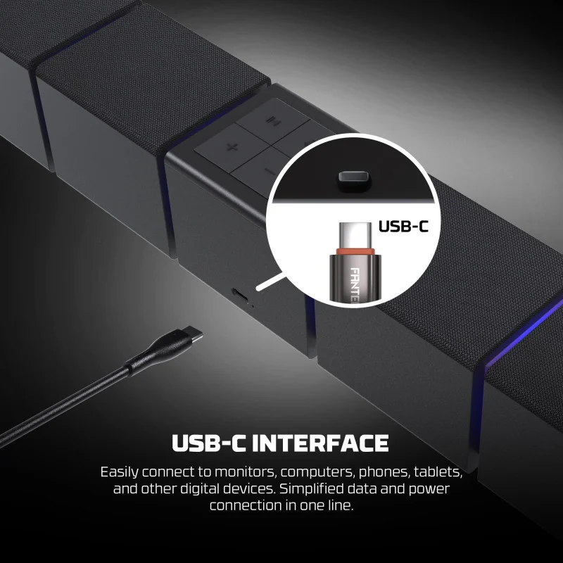 FANTECH BS163 GROOVE BAR PRO (Wired & Bluetooth) RGB Gaming Speaker, 10W + Built-in Microphone
