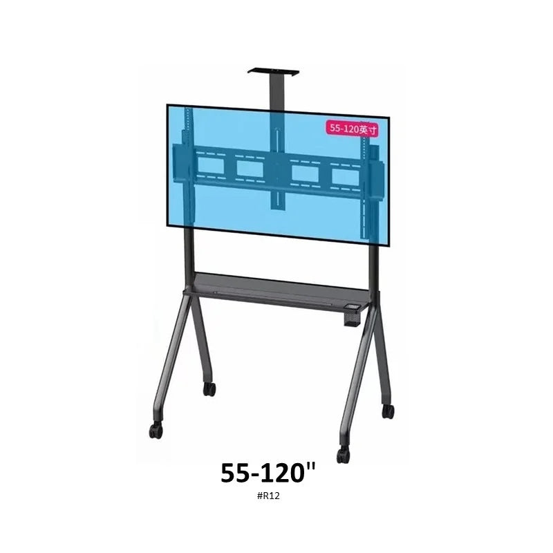 Movable Floor TV Stand with Wheels - Sturdy and Adjustable, Fits 55 to 120 Inch Screens, Premium Quality R12