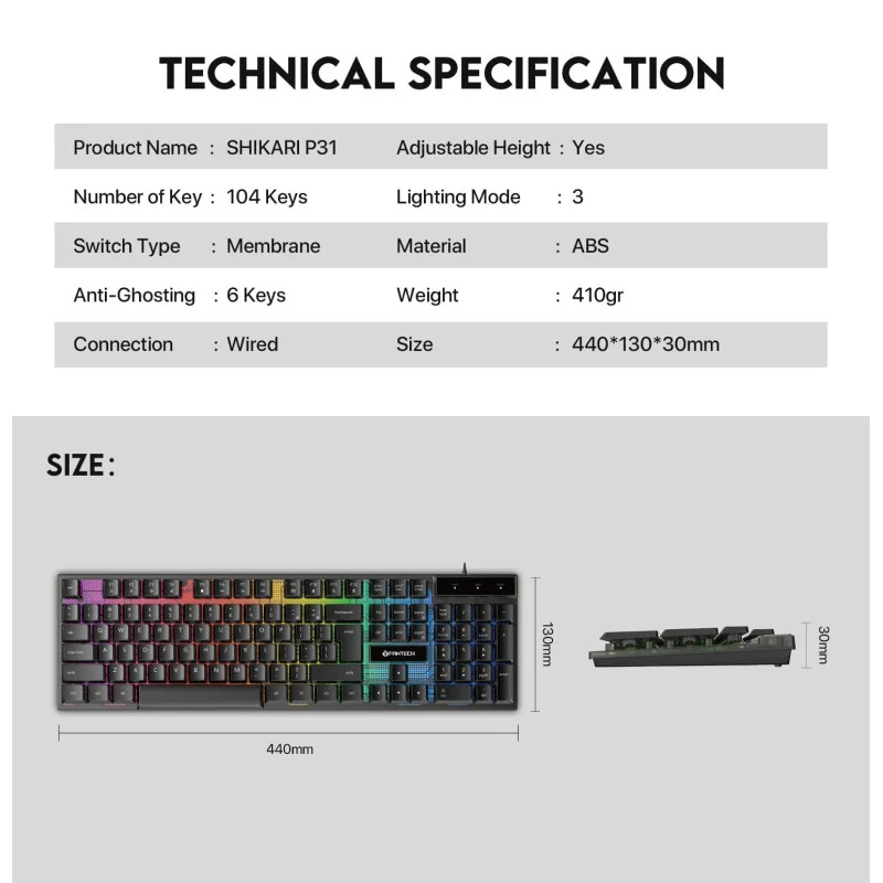 Fantech P31 Gaming Combo 3in1: Keyboard + Mouse + Mousepad, RGB Lighting, Your Complete Gaming Setup