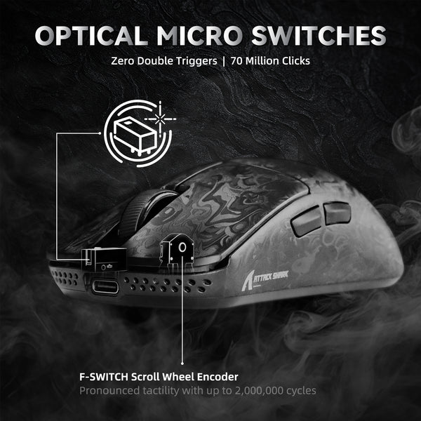 Attack Shark R11 ULTRA Forged Black 49g Carbon Fiber Shell Wireless 8K Gaming Mouse