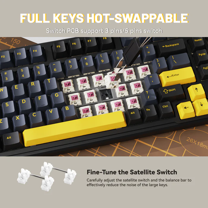 Attack Shark X98 Full-size Tri-mode Gasket-mounted Wireless Mechanical Keyboard Star Black