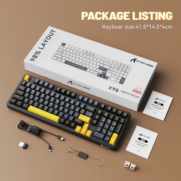 Attack Shark X98 Full-size Tri-mode Gasket-mounted Wireless Mechanical Keyboard Star Black