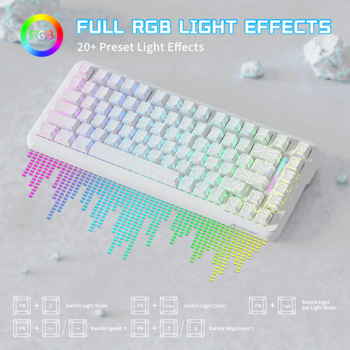 Attack Shark X82PRO HE Three-mode Magnetic Axis Gaming Keyboard White Wireless