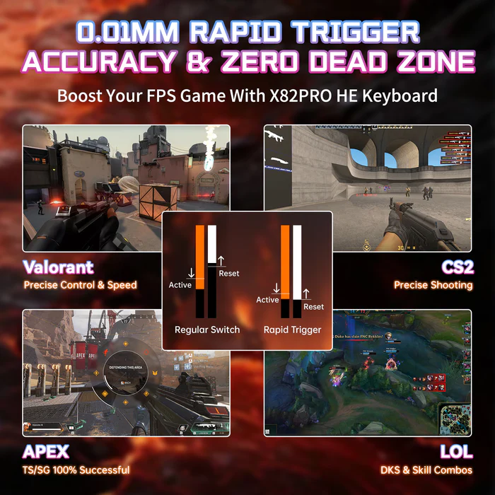 Attack Shark X82PRO HE Three-mode Magnetic Axis Gaming Keyboard Black Wireless