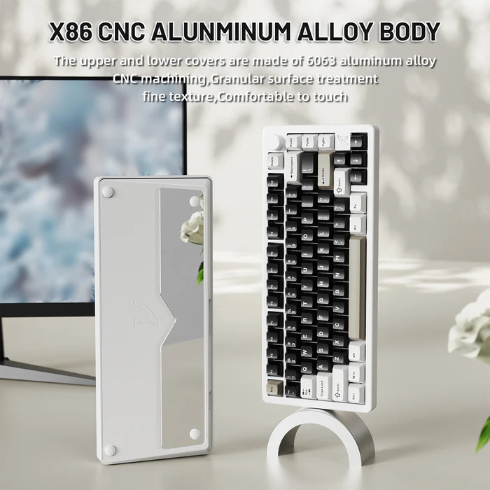 Attack Shark X86 Full Aluminum 80% Wireless Gasket Mechanical Keyboard Milk white