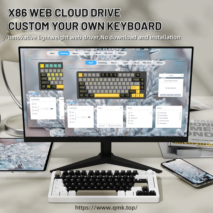 Attack Shark X86 Full Aluminum 80% Wireless Gasket Mechanical Keyboard Milk white