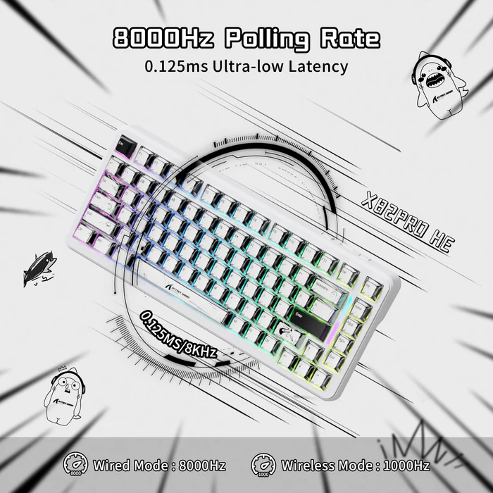 Attack Shark X82PRO HE Three-mode Magnetic Axis Gaming Keyboard Comic Wireless