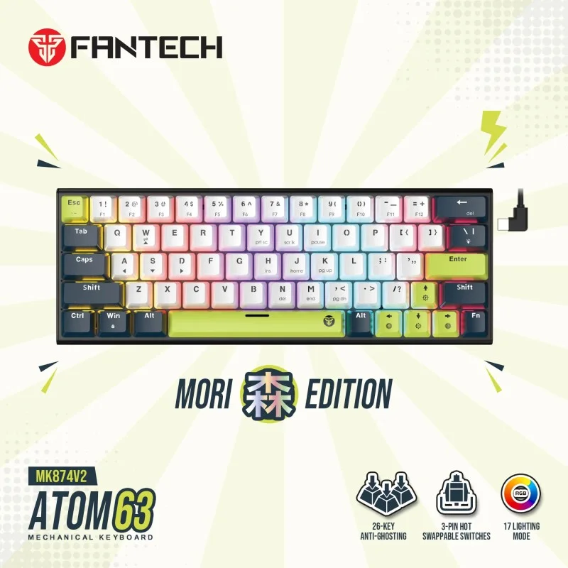 Fantech MIZU Edition MK874V2 - ATOM63, Pro Wired Mechanical Keyboard with RGB Lighting