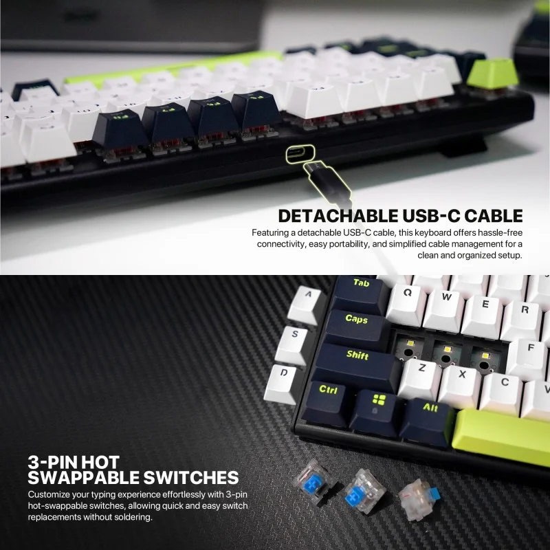 Fantech MORI Edition MK878S - ATOM104S, Pro Wired Mechanical Keyboard with RGB Lighting Blue