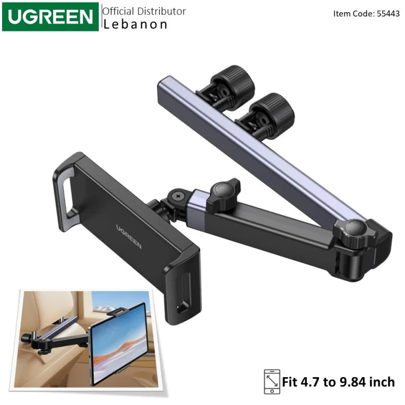 UGREEN Headrest Car Tablet Mount with Extendable Arm & 360Β° Rotation β Travel Essential for Kids