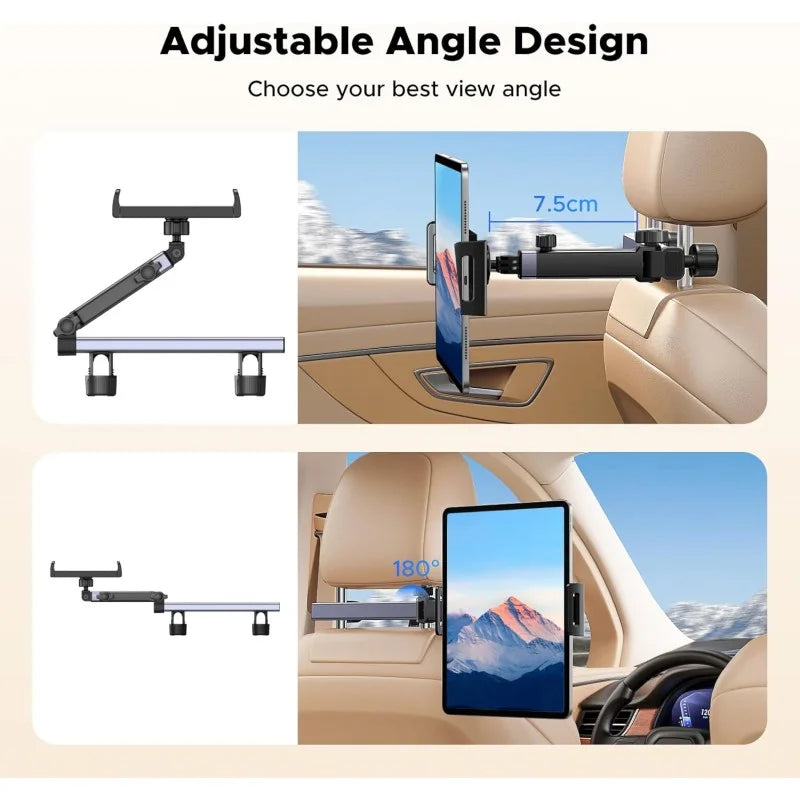 UGREEN Headrest Car Tablet Mount with Extendable Arm & 360Β° Rotation β Travel Essential for Kids