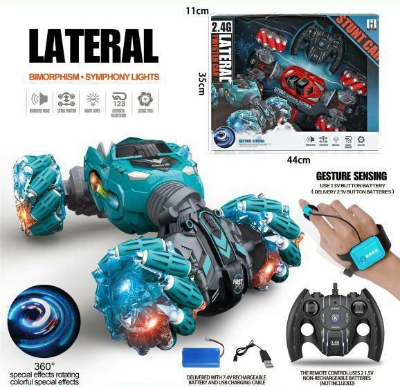 2.4G Off-Road Climbing Watch RC 360 Stunt Car with LED Light Metal Gesture Remote Control Twisting