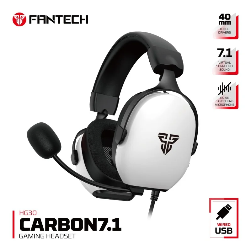 Fantech HG30 CARBON USB 7.1 Virtual surround sound Gaming Headset, Crystal-clear & Powerful Sound