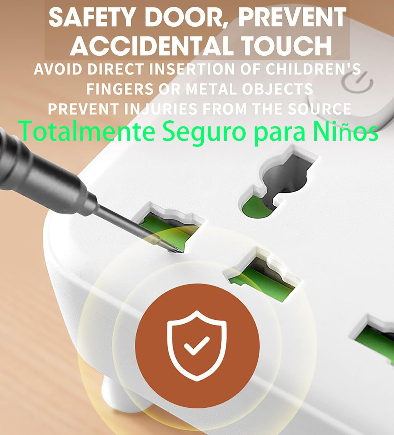 USB C Universal Multiple Socket with Independent Switch, Multiple Power Strip with 2 USB-A and 1 Type-C Ports, LED Lighting and Light Switch