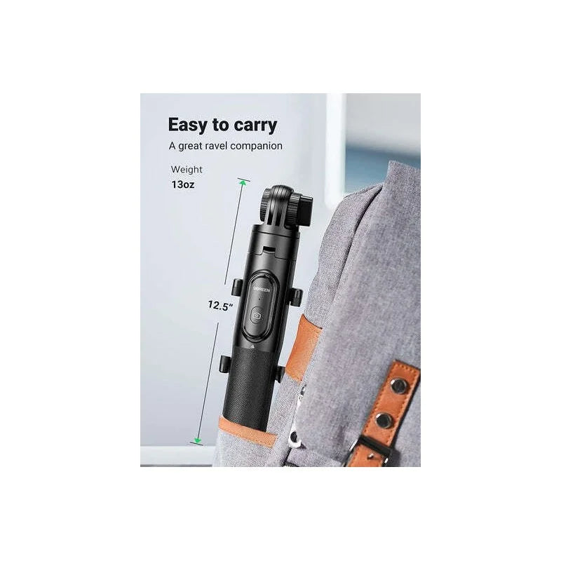 UGREEN Dual Function Selfie Stick & Tripod with Bluetooth Remote, Adjustable Height form 30.5cm to 157cm