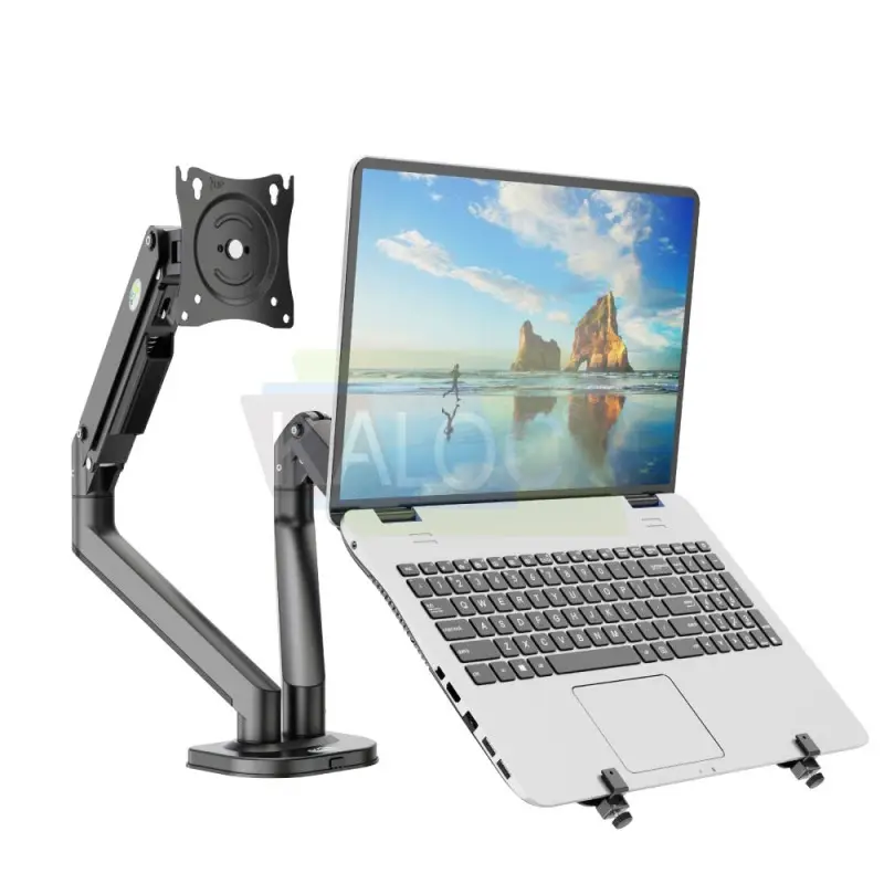 Kaloc DS200 H2 Adjustable Dual Arm, Gas Spring Technology, Fits Screens 17 to 30 Inches and Laptops up to 17.3inch