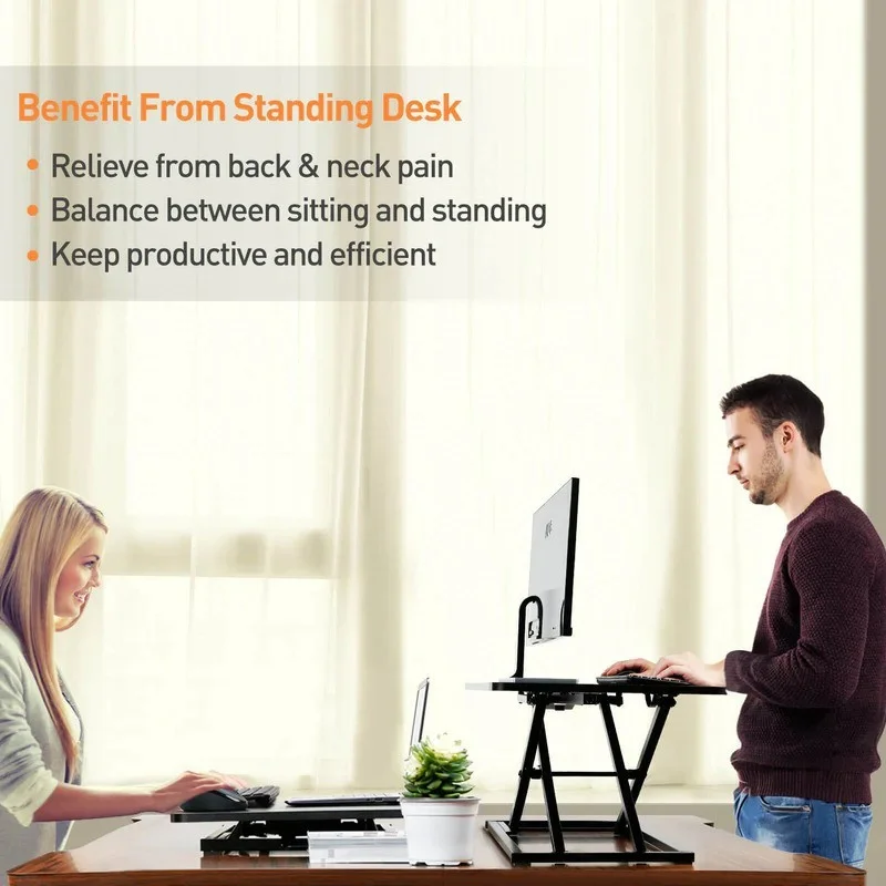 High-Quality Gas Spring Sit-Stand Desk Riser – Adjustable Ergonomic Workstation with Compact & Durable Design