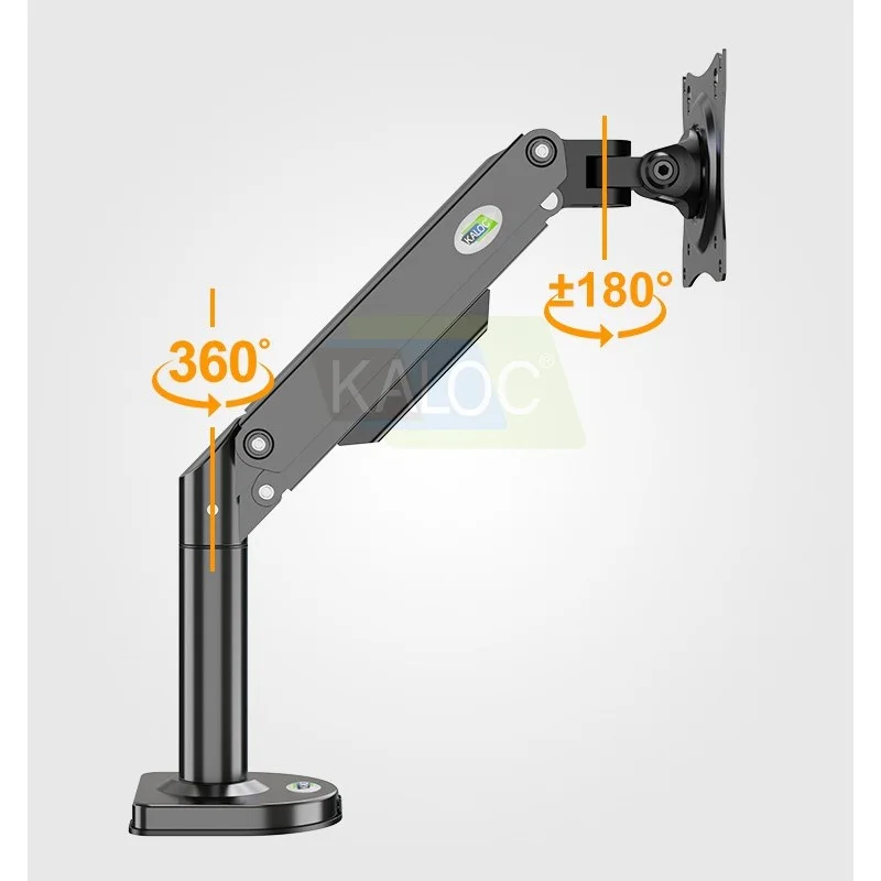 KALOC DS300B Adjustable Single Monitor Arm with Internal Gas Spring technology for Easy Adjustment, for Screens 17 to 32 Inches
