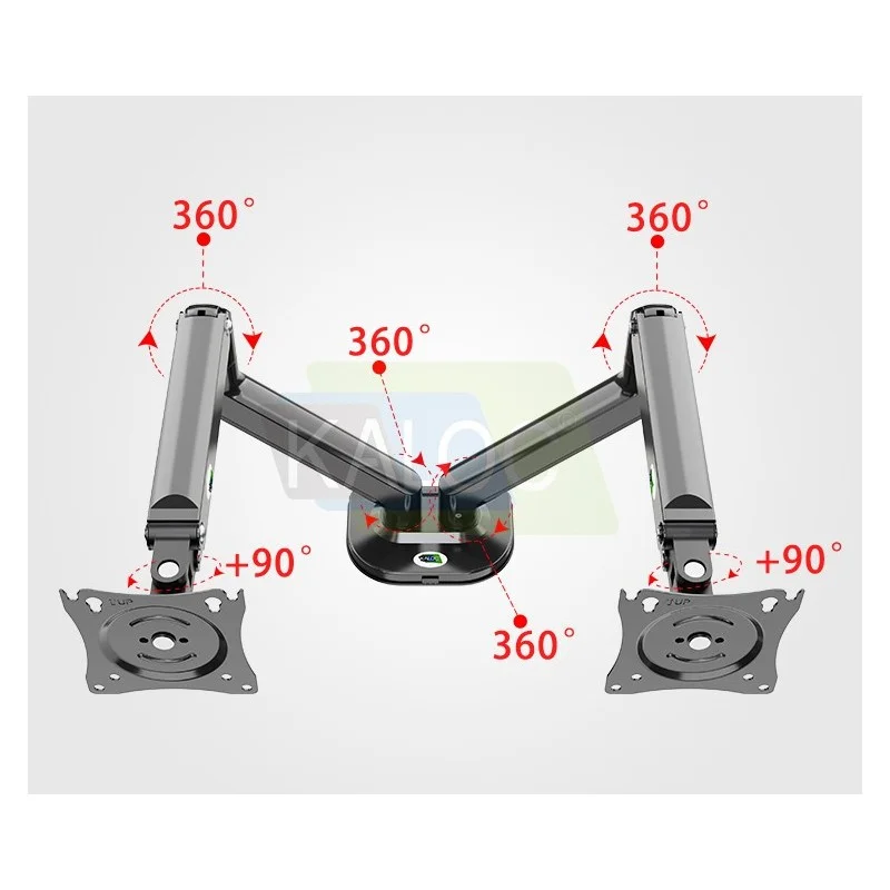 Kaloc DS2002B Adjustable Dual Monitor Arm with Internal Gas Spring technology for Easy Adjustment, for Screens 17 to 32 Inches