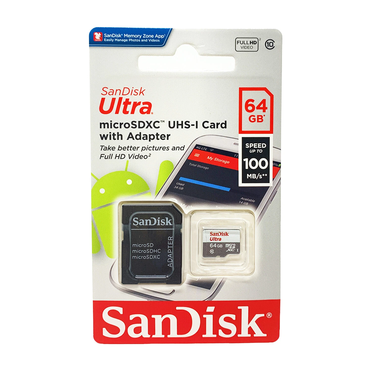 SanDisk Ultra MicroSD SDXC 64GB UHS-I Class 10 Card With Adapter 100Mb/s Lot