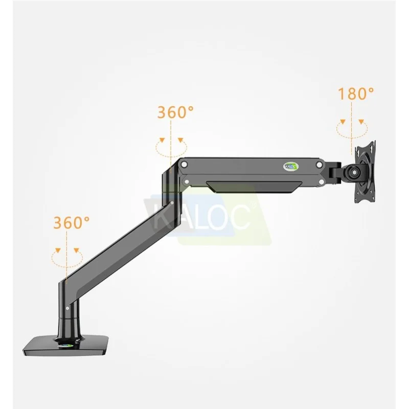 Kaloc DS160 Adjustable Single Monitor Arm with Internal Gas Spring technology for Easy Adjustment, for Screens 22 to 40 Inches