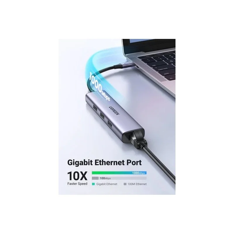 UGREEN 4 in 1 USB-C Hub to Gigabit Ethernet with 3 * USB 3.0 - CM475 60600