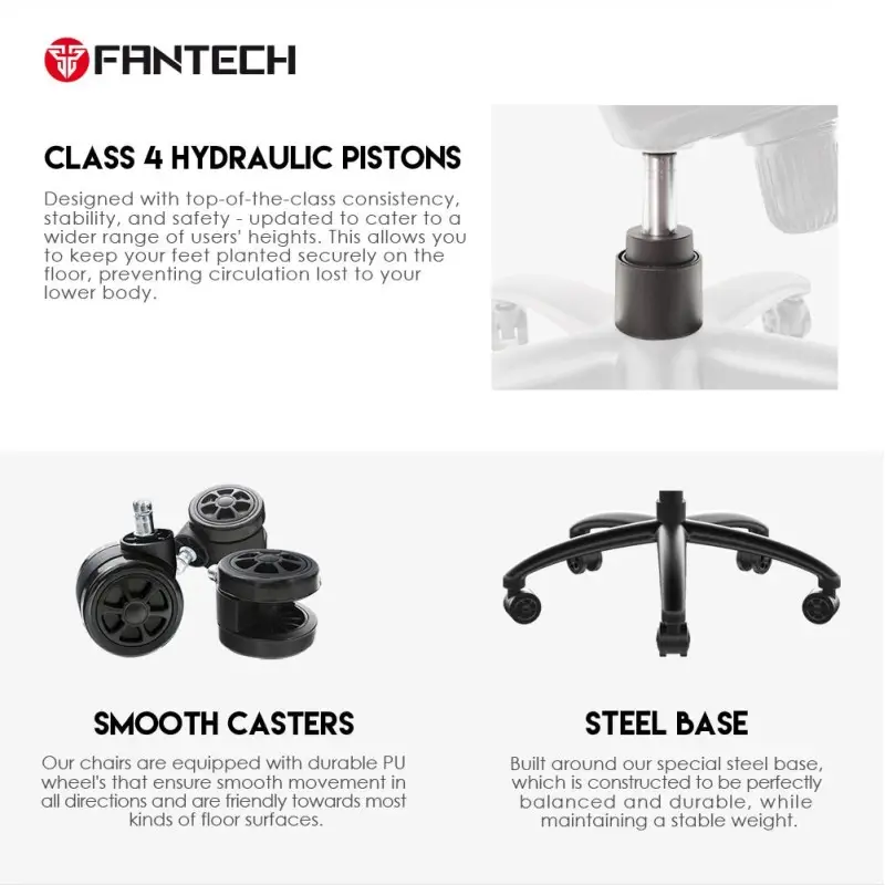 Fantech GC192 Ultimate Comfort and Heavy-Duty Gaming Chair with 3D Armrests, Extreme Stability Metal Base