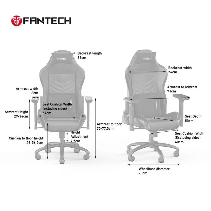Fantech GC192 Ultimate Comfort and Heavy-Duty Gaming Chair with 3D Armrests, Extreme Stability Metal Base