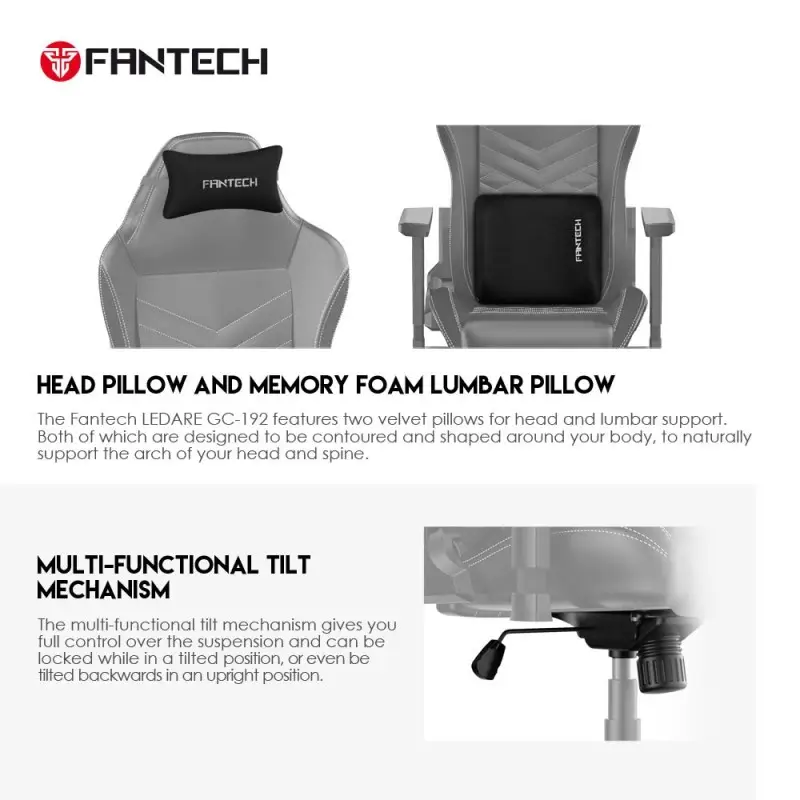 Fantech GC192 Ultimate Comfort and Heavy-Duty Gaming Chair with 3D Armrests, Extreme Stability Metal Base
