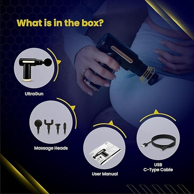 Massage Gun with 4 Attachments, Handheld Deep Tissue Massager, Cordless