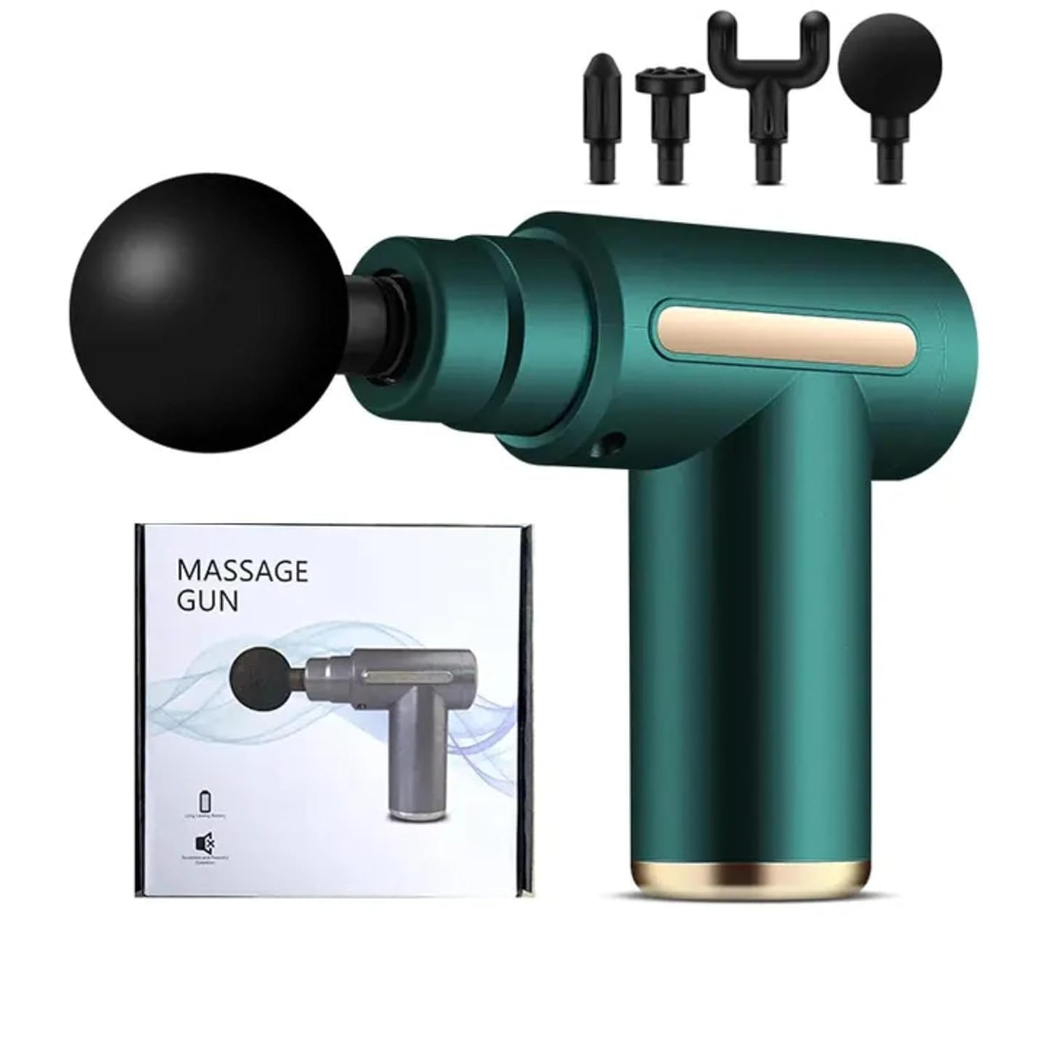 Massage Gun with 4 Attachments, Handheld Deep Tissue Massager, Cordless