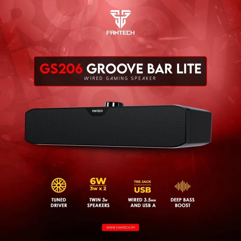 Fantech GS206 GROOVE BAR Wired Gaming Speaker, 6W 2" tuned Drive