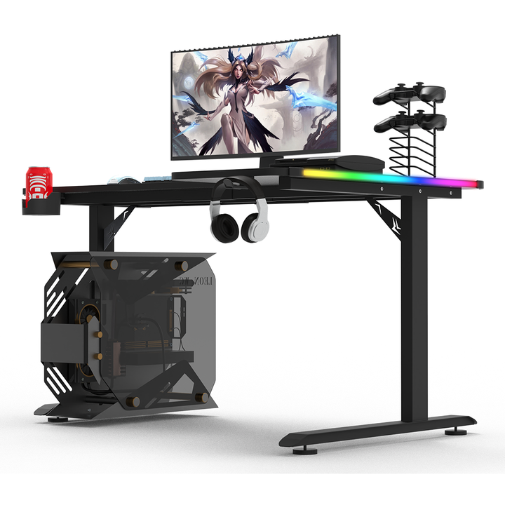 Gaming Desk 160CM, L-Shaped, RGB, Carbon Fiber - FIXED HEIGHT