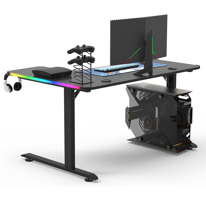 Gaming Desk 160CM, L-Shaped, RGB, Carbon Fiber - FIXED HEIGHT