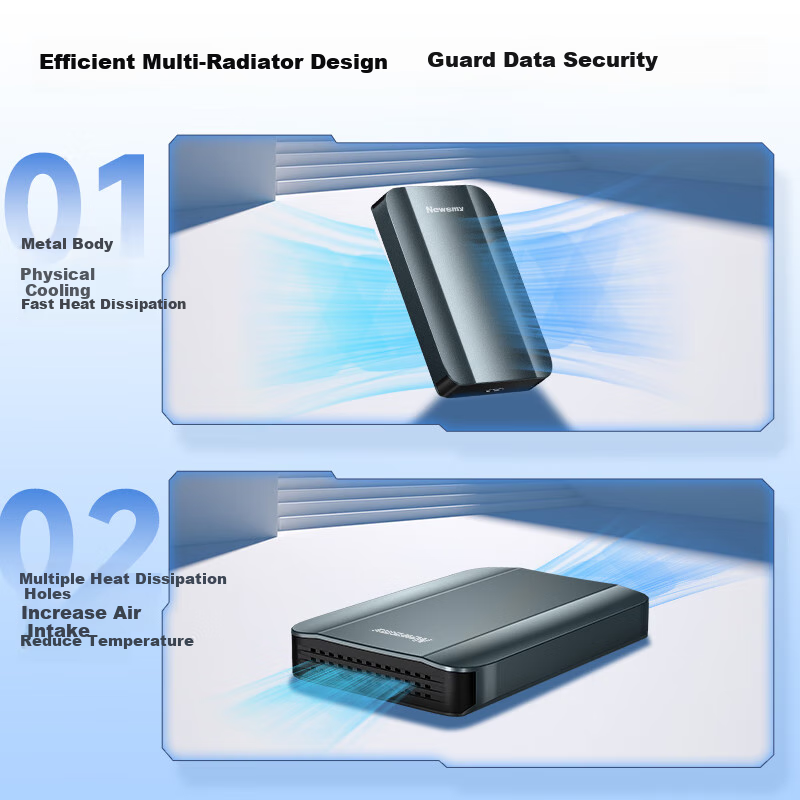 Newsmy 2TB Portable Hard Drive Mechanical Starry Metal Series USB3.0 2.5-inch Elegant Green High Speed Stable Office Data Backup Photo Backup + Hard Drive Case