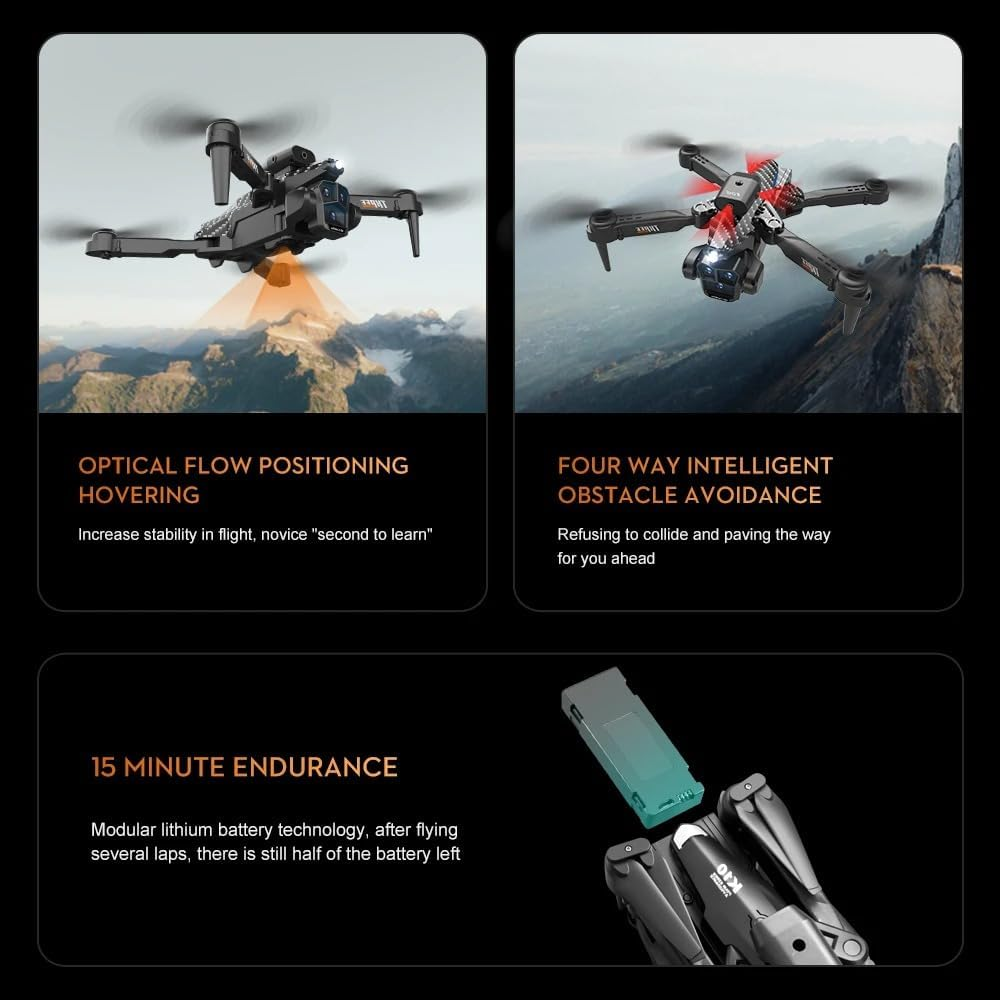 K10 Max Drone 4K High-Definition Three Camera Optical Flow Positioning Professional Aerial Photography Foldable Quadcopter