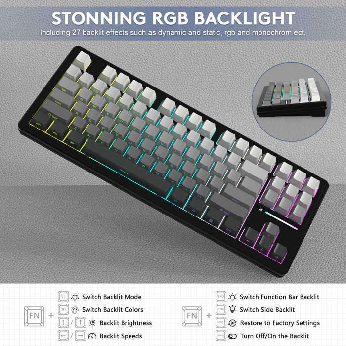 Attack Shark M87PROV2 Wireless Mechanical Keyboard with Side Printed PBT Keycaps
