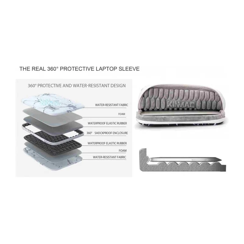 Kinmac Vertical Design Sleeve KMS401-442 Black Marble, Full Protection & Water-resistant