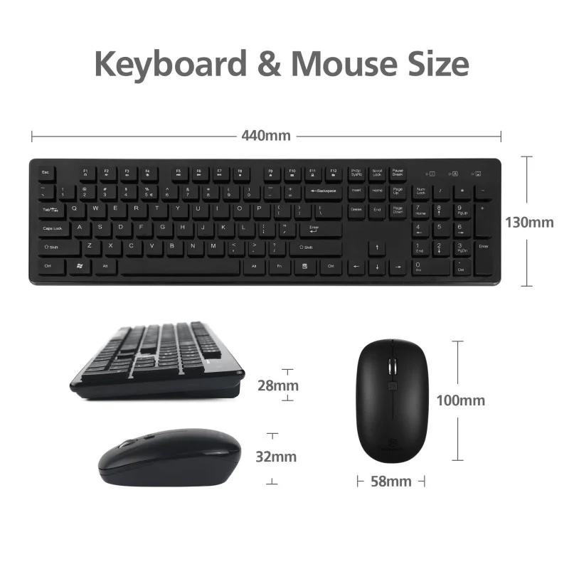 Micropack KM-236W Elegant Wireless Combo Keyboard & Mouse, Ultra Slim, Durable Structure & Stable Performance