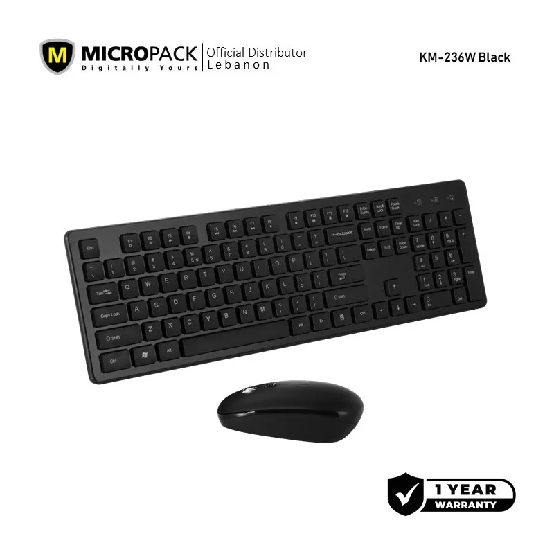 Micropack KM-236W Elegant Wireless Combo Keyboard & Mouse, Ultra Slim, Durable Structure & Stable Performance
