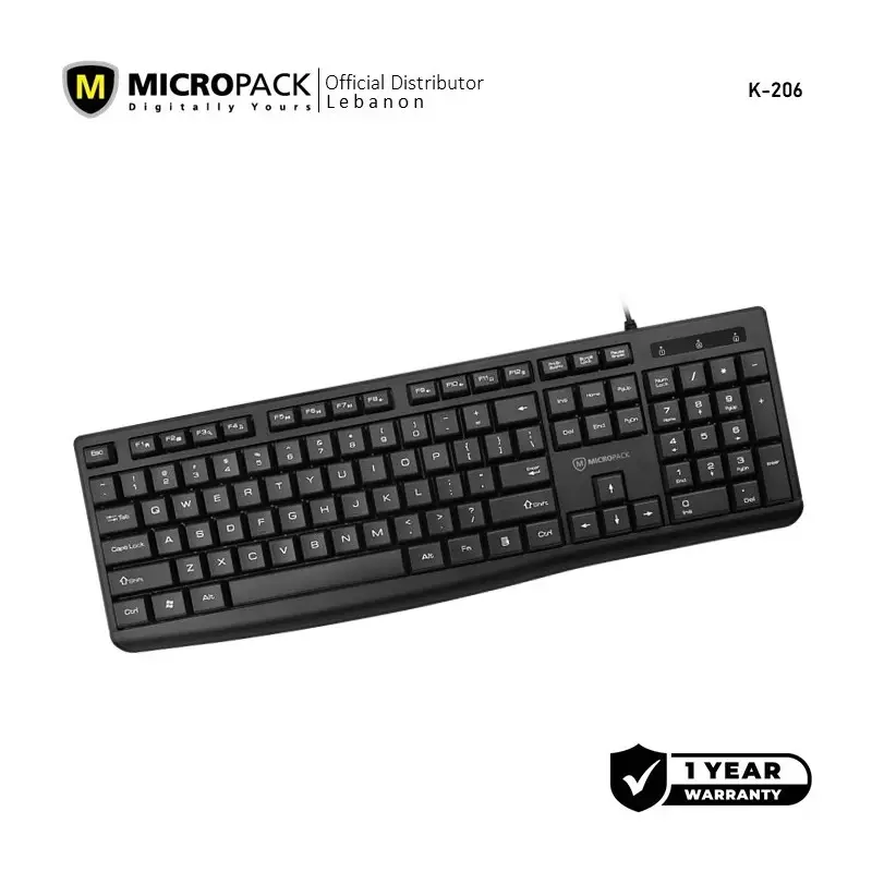Micropack K206 Wired Keyboard, Silent & Comfortable keypad, Strong and Durable Material