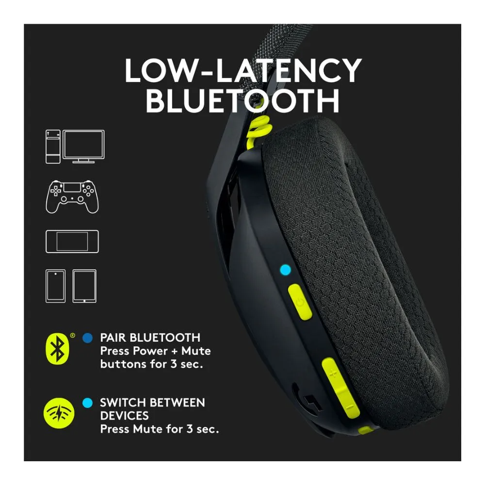Logitech G G435 Wireless Gaming Headset (Black / Yellow)