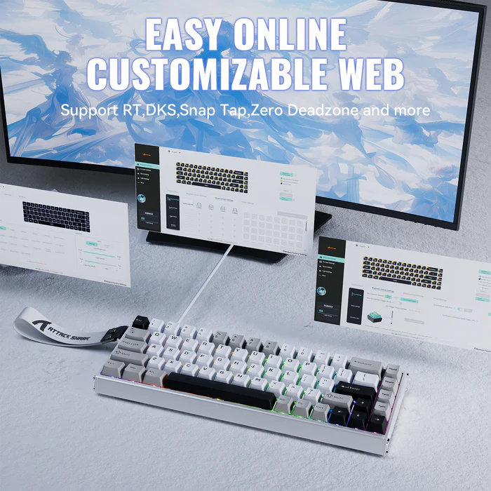 Attack Shark X68MAX HE Wired Magnetic switch mechanical keyboard Star White