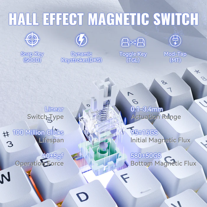 Attack Shark X68MAX HE Wired Magnetic switch mechanical keyboard Star White