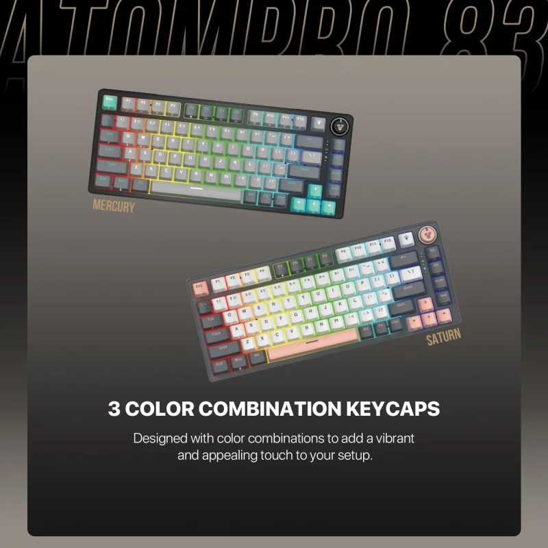 Fantech STELLAR Edition MK913 - ATOM PRO83, 3 Modes: Bluetooth, Wireless & Wired, Built-in Battery, Mechanical Gaming Keyboard