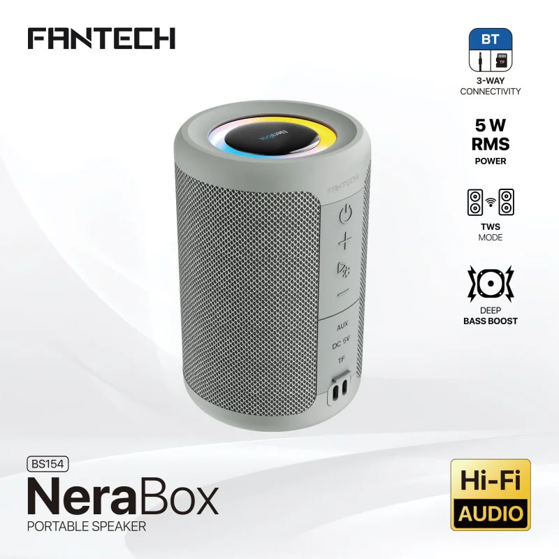 FANTECH NERABOX BS154 Wireless Speaker Bluetooth 5.4, 5W RMS, TWS Mode, AUX & TF Support, Built-in Battery