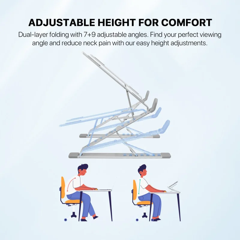 FANTECH NS12 STAND LAPTOP, 16 Level Height Adjustment, Aluminum Alloy, Fits Up to 15.6" Laptops, Free Pouch Included