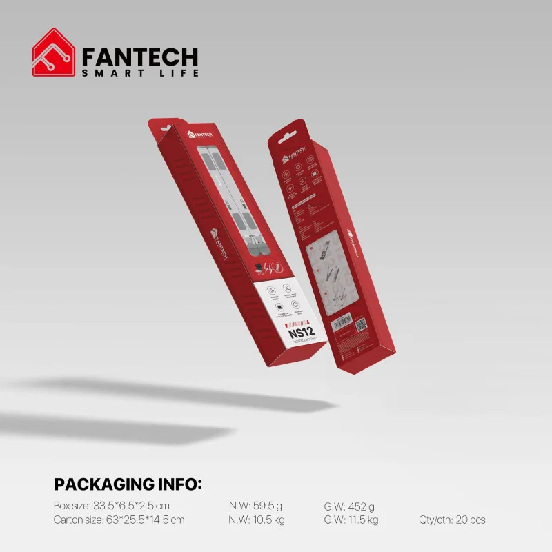 FANTECH NS12 STAND LAPTOP, 16 Level Height Adjustment, Aluminum Alloy, Fits Up to 15.6" Laptops, Free Pouch Included