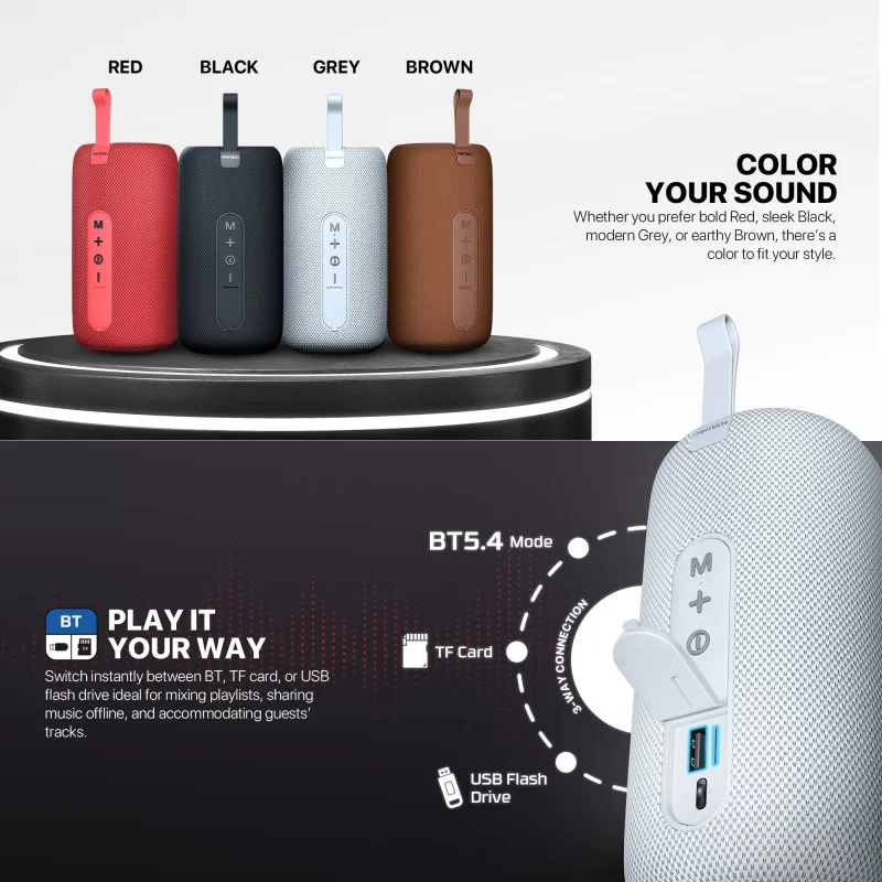 FANTECH NERABOX BS158 Wireless Speaker Bluetooth 5.4, 10W RMS, TWS Mode, USB & TF Support, Built-in Battery