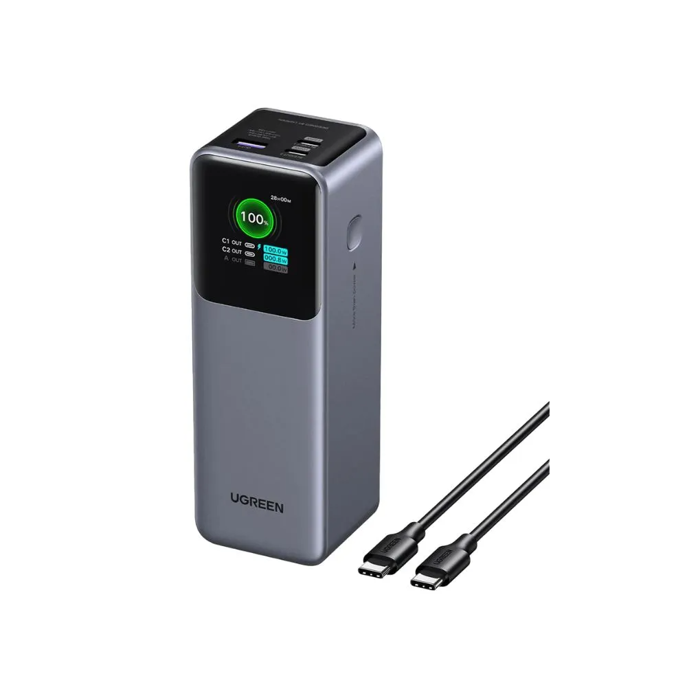 UGREEN NEXODE Power Bank 200W 3 Ports, 25000 mAh for Laptops, MacBooks, Smartphones, Tablets, ipads ; * TFT Smart Digital Display